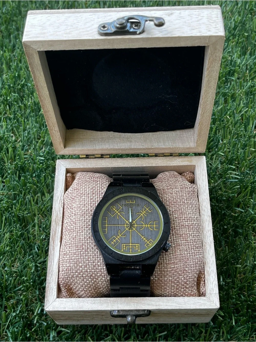 Black Wood Watch with Gold Nordic Dial - Bobobird